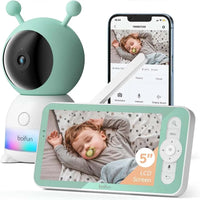 Babyphone Caméra 2K – Écran 5” HD, Suivi Automatique, Vision Nocturne & Veilleuse Colorée