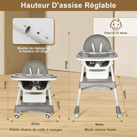 Chaise haute bébé pliable – Réglable dès 6 mois – Coussin antidérapant & plateau amovible