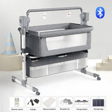Berceau bébé électrique pliable – Balancement automatique, Bluetooth, rangement intégré – Dès la naissance