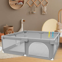 Parc bébé sécurisé et pliable – Aire de jeu spacieuse – Tissu respirant – Coloris gris clair