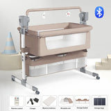 Berceau bébé électrique pliable – Balancement automatique, Bluetooth, rangement intégré – Dès la naissance