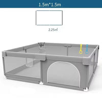 Parc bébé sécurisé et pliable – Aire de jeu spacieuse – Tissu respirant – Coloris gris clair