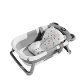 Baignoire pliante en silicone pour bébé avec coussin ergonomique et thermomètre intégré