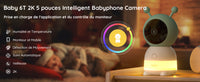 Babyphone Caméra 2K – Écran 5” HD, Suivi Automatique, Vision Nocturne & Veilleuse Colorée