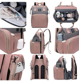 Sac à Langer Bébé 3-en-1 avec Lit Pliable, Port USB et Rangement Isotherme