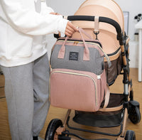 Sac à Langer Bébé 3-en-1 avec Lit Pliable, Port USB et Rangement Isotherme
